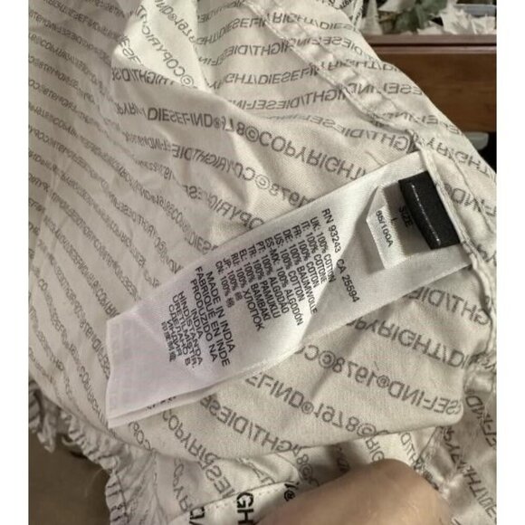 Diesel Penn Copy Graphic Sport Long Sleeve Linen Blend Button Up Shirt sz Large - Picture 4 of 5